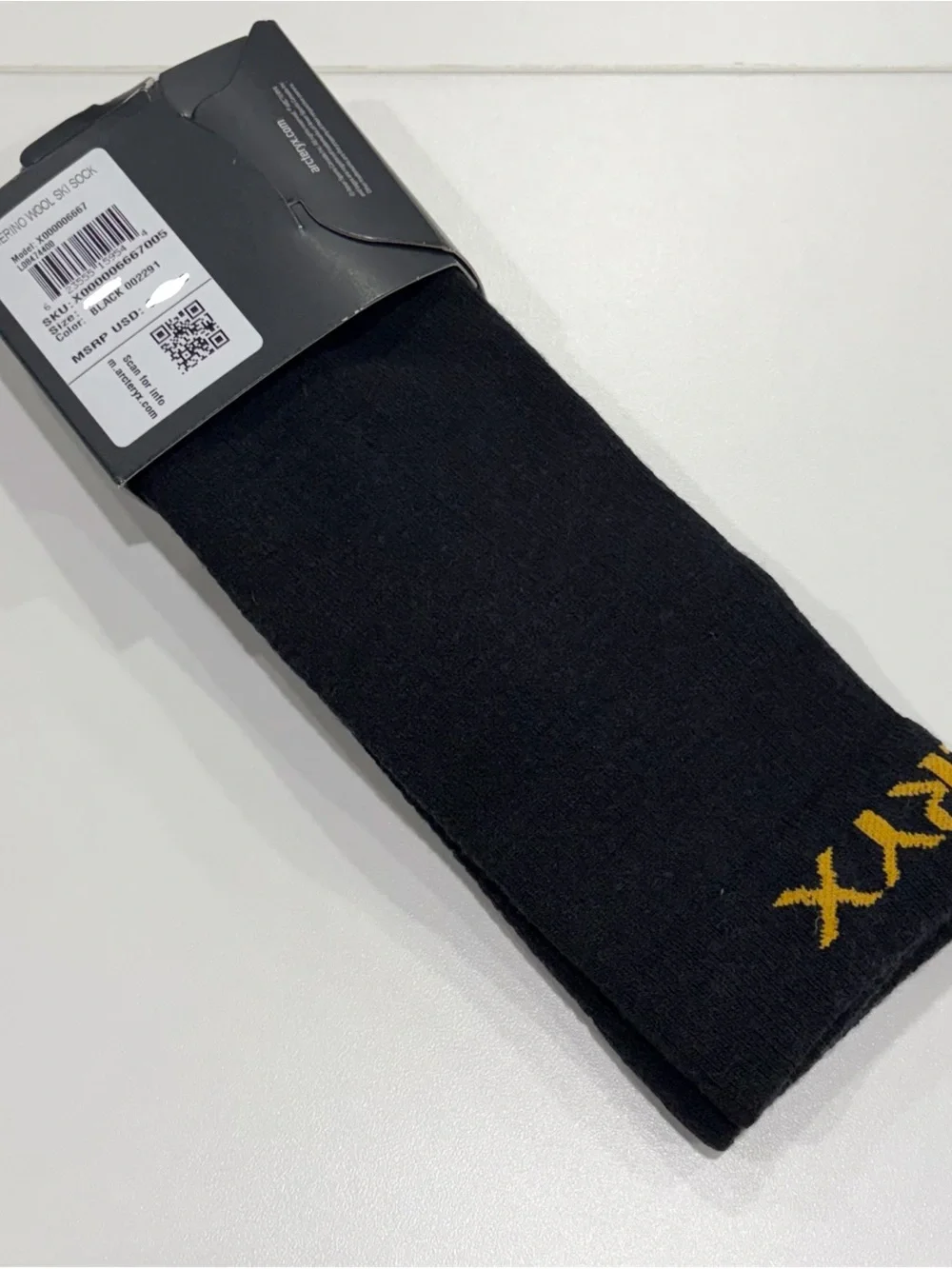 Arc’teryx Men's Large Merino Wool Ski Sock Black NWT Snow Snowboard Cushion